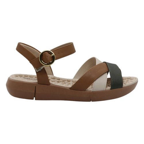 Sandália Rasteira Modare Creme/Oliva