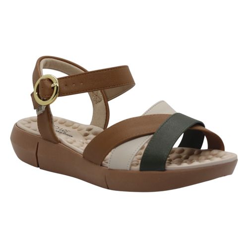 Sandália Rasteira Modare Creme/Oliva