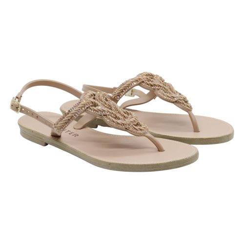 Sandália Rasteira Via Jupiter 340046 Nude