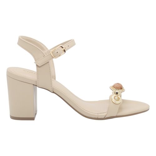 Sandália Salto Bloco Via Marte 115-028 Bege