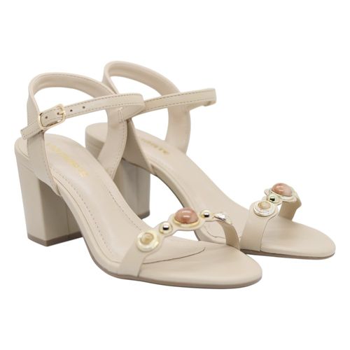 Sandália Salto Bloco Via Marte 115-028 Bege