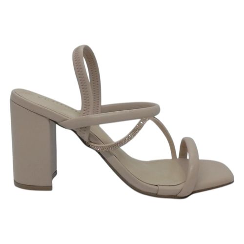 Sandália Salto Bloco Via Marte Creme