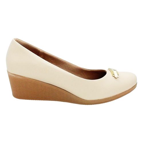 Scarpin Salto Anabela Usaflex Bege