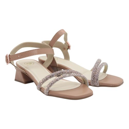 Sandália Salto Molekinha Ouro/Creme