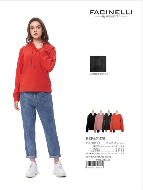 Blusa Moletom Facinelli  Rosa