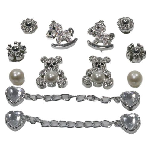 Botons Crocs Di Santinni Ursinho/Cavalinho 07 Prata