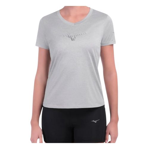 Camiseta Corrida Fem Mizuno Spark Big Logo 2 Mifar5618 Cinza