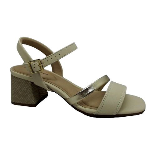 Sandália Salto Bloco Modare 7172.101 Creme/Dourado
