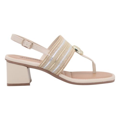 Sandália Salto Bloco Mississipi MF721 Creme