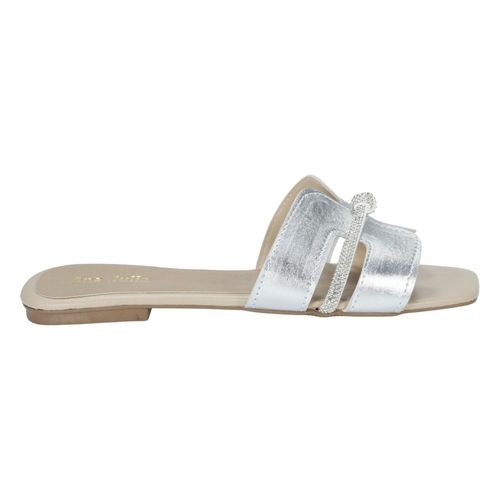 Tamanco Rasteira Ana Julia 2040 Prata