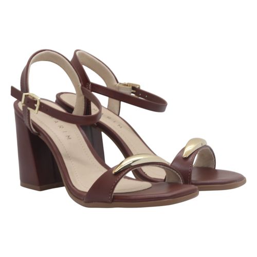 Sandália Salto Bloco Ramarim 2541202 Marrom