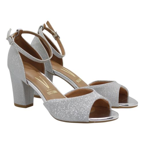Sandália Salto Vizzano 6262.406 Gliter Prata