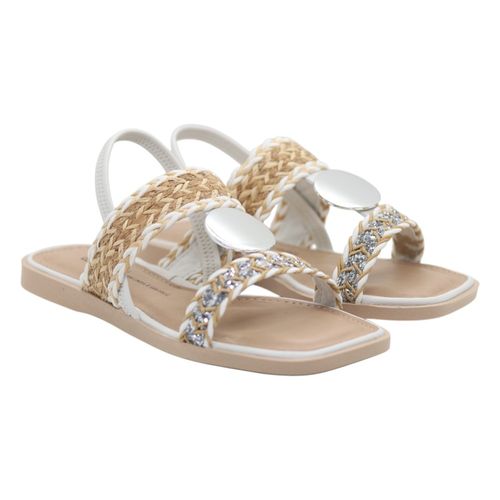 Sandália Rasteira Dakota Y8102 Branco/Prata