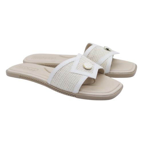 Tamanco Rasteira Moleca 5494.222 Cru/Branco