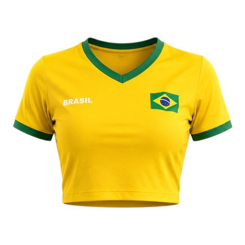 Cropped Braziline Brasil Lotus 2300792108 Amarelo