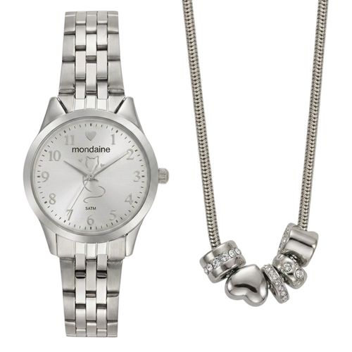 Kit Relógio Mondaine Com Semijoia 32990L0MKNE2K1 Prata