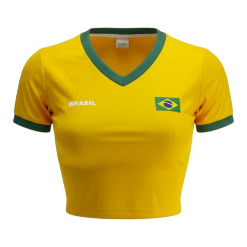 Camisa Cropped Braziline Brasil Fem. 023007921 Amarelo