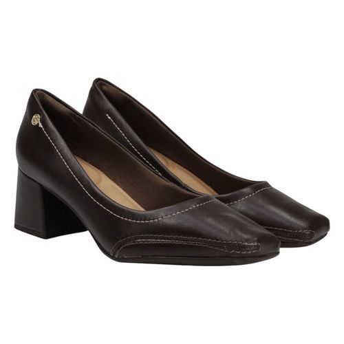 Scarpin Salto Bloco Ramarim 2668101 Marrom